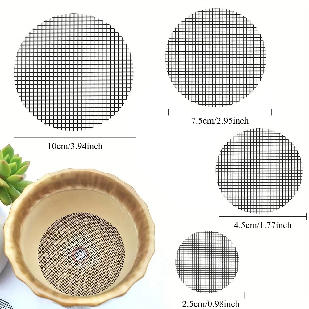 Round Mesh Drainage Screens For Pots Bonsai 50-Pack