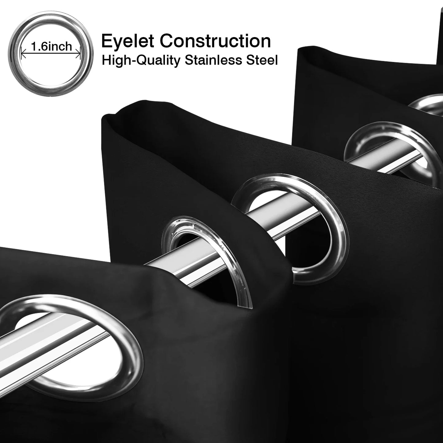 Thermal Insulated Blackout Curtains For Bedroom Living Room Grommet Panels