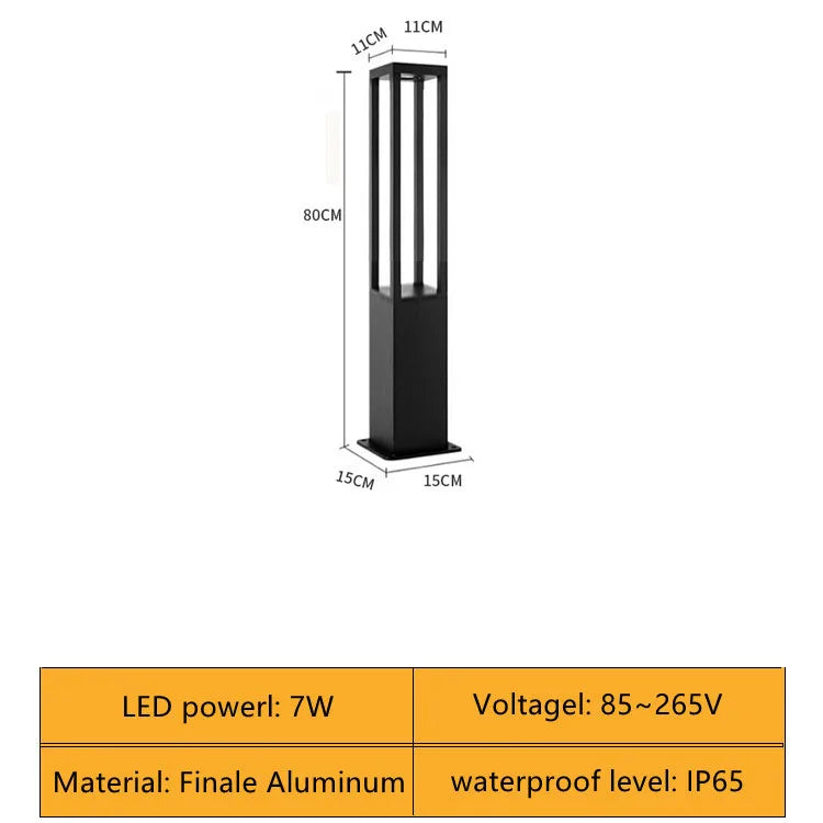 Dfiolk Outdoor Waterproof LED Lawn Lamp 7W 85-265V Aluminum