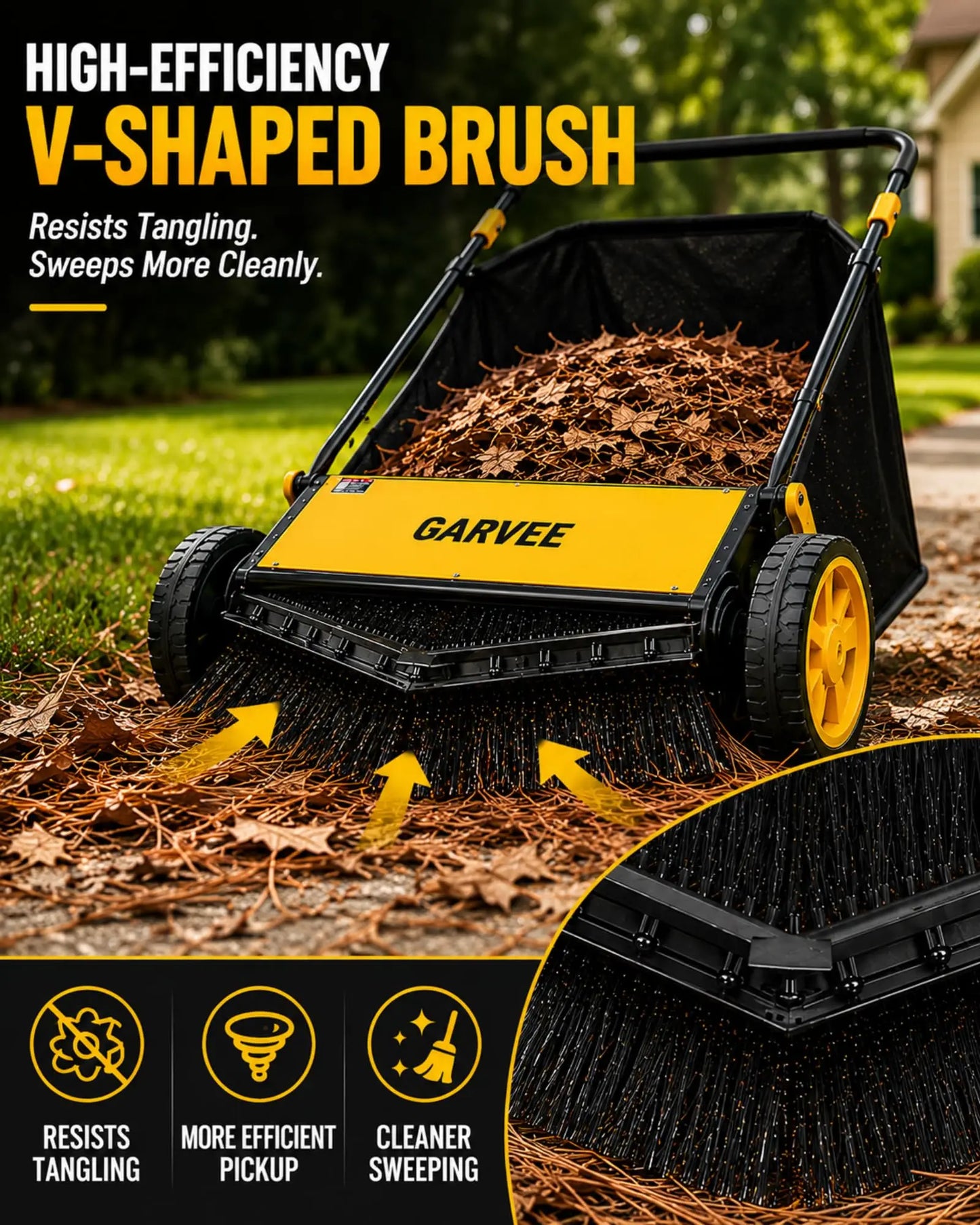 HiMISS Manual Operated Lawn Sweeper With 3.5 CuFt Mesh Bag