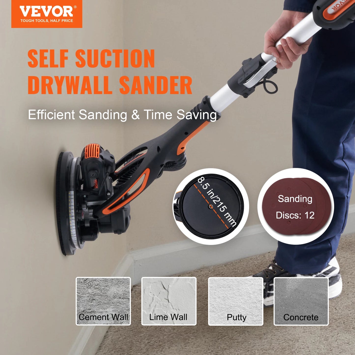 SucceBuy 900W Drywall Sander With Self Suction Handle
