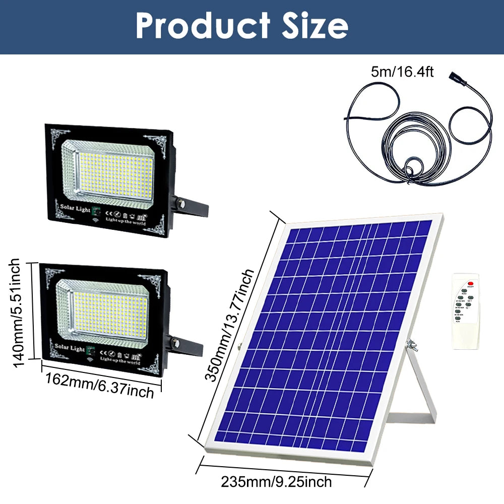 Two Head 500W LED Solar Flood Light Outdoor Garden