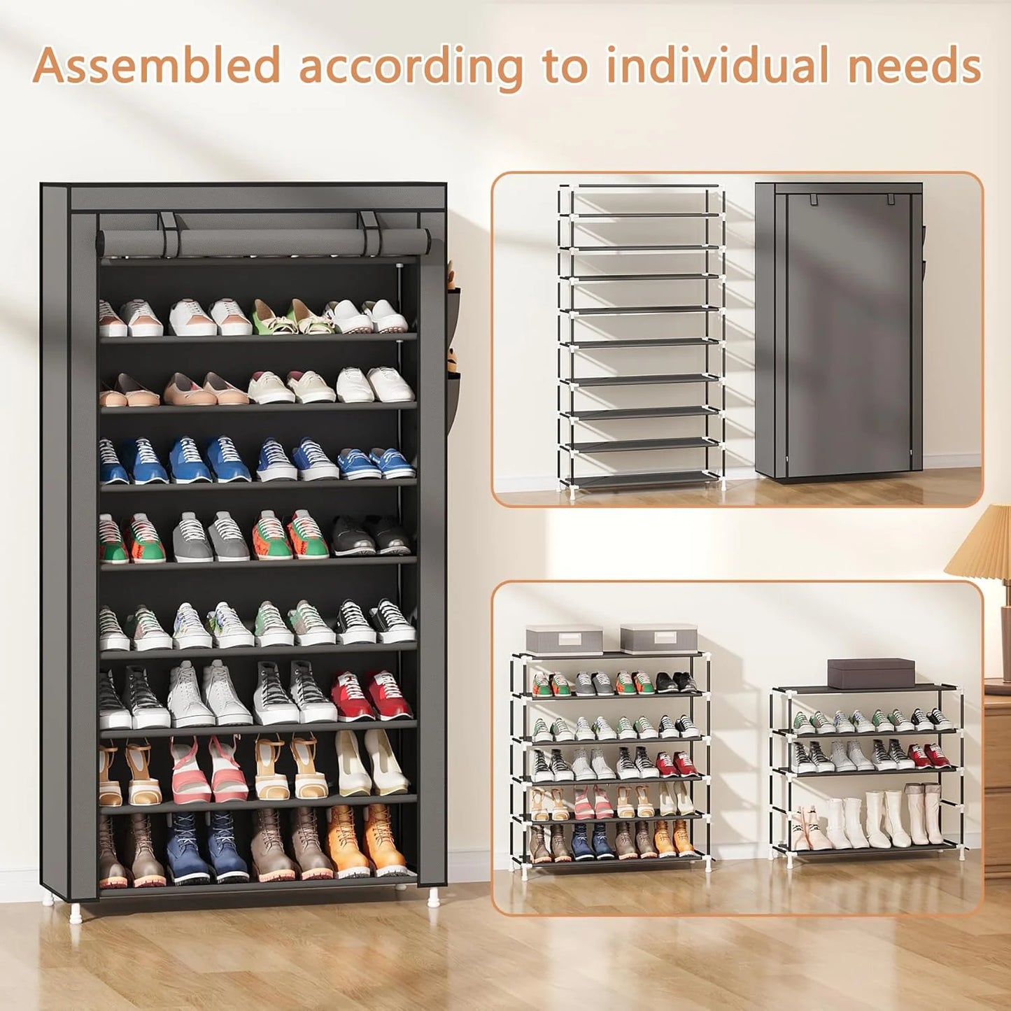 Five Eight Ten Layer Portable Shoe Cabinet With Nonwoven Cover
