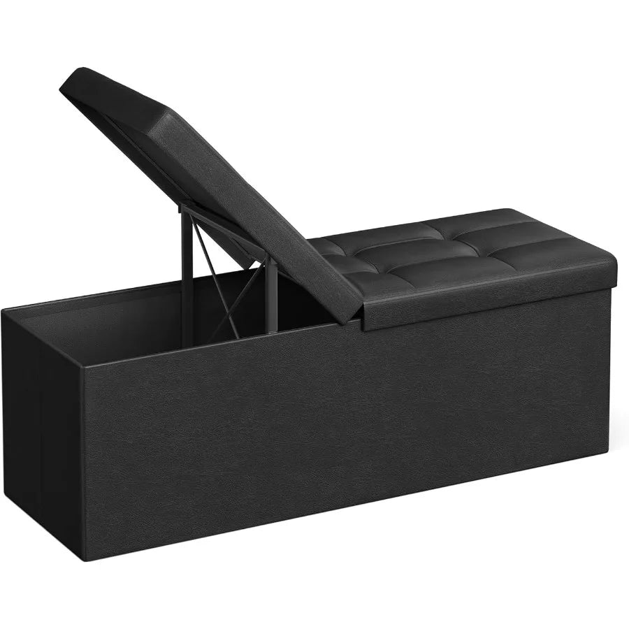 XIUWO Storage Ottoman Bench With Flipping Lid And Iron Frame