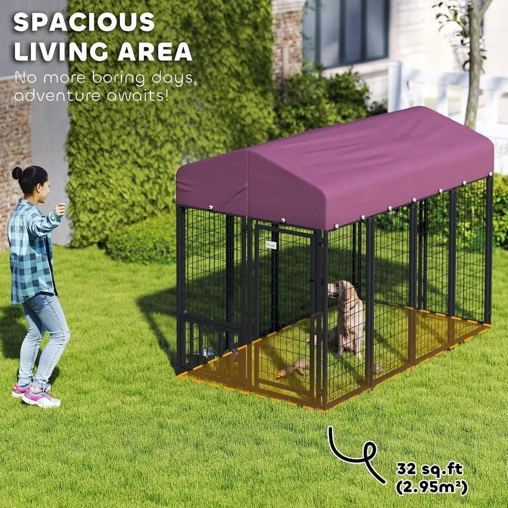 Heavy Duty Outdoor Dog Kennel With Roof And Adjustable Bowls