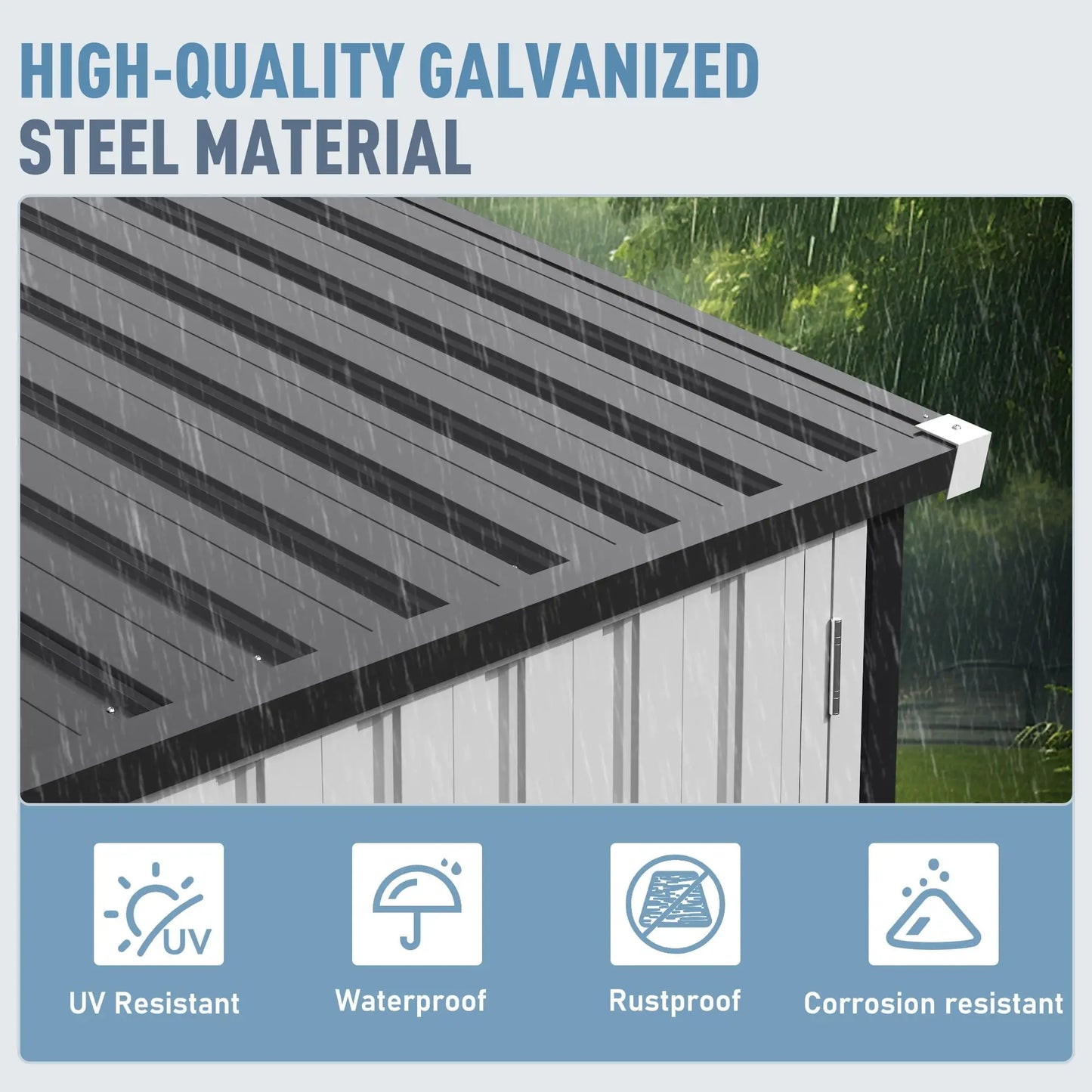VIWAT Outdoor Metal Storage Shed With Lockable Doors And Window