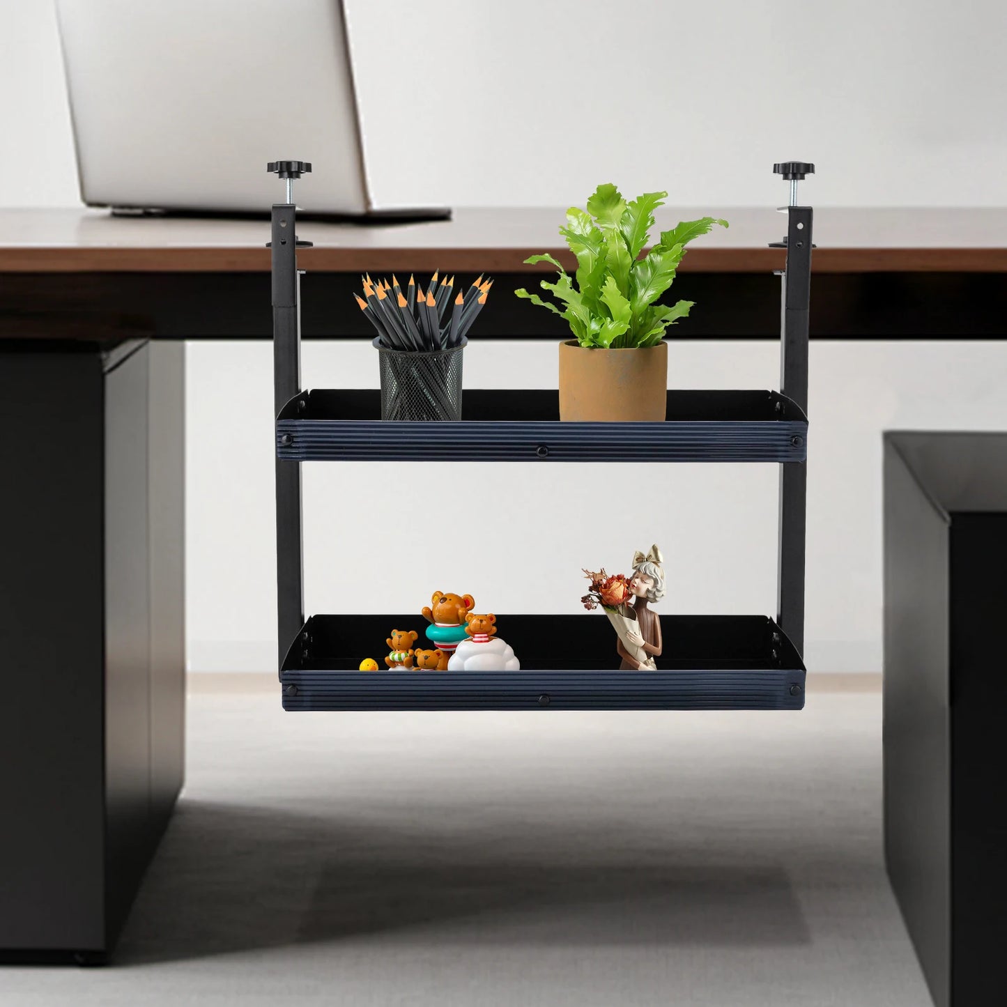 Clamp On Desk Shelf 2 Tier Corner Organizer For Desk Or Table