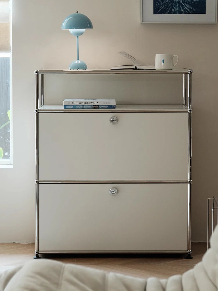 Bigcityfur Corner Tv Stand And Metal Storage Cabinet