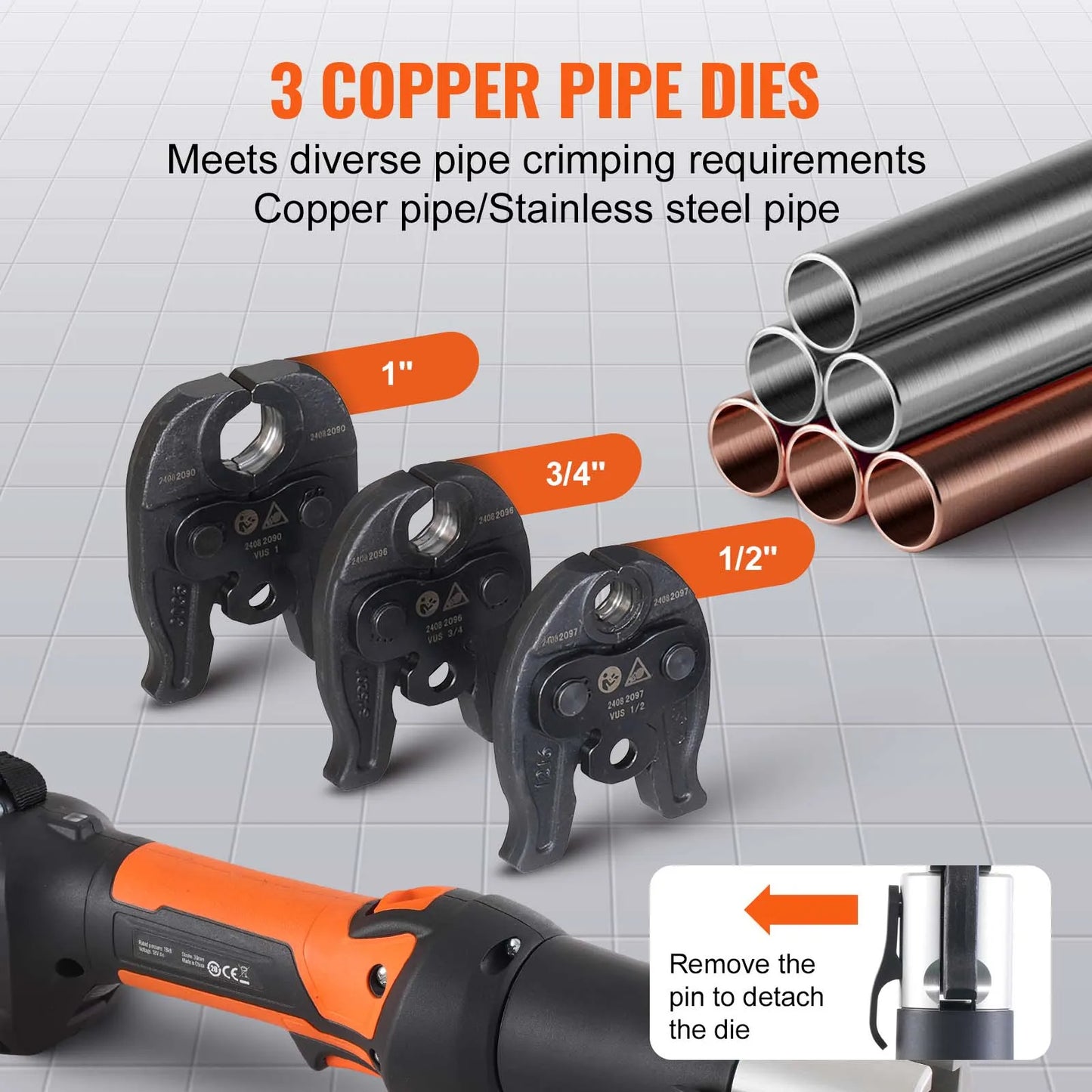 SucceBuy 18V Electric Pipe Crimping Tool Press Tool Kit
