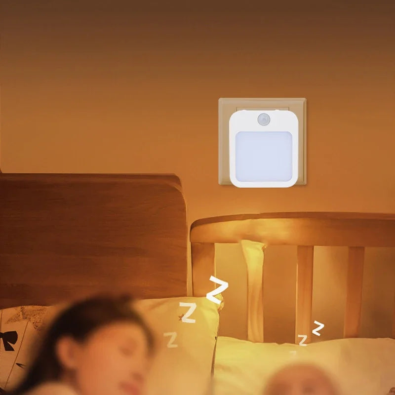 Htomaza Night Light With Motion Sensor LED Plug EU US