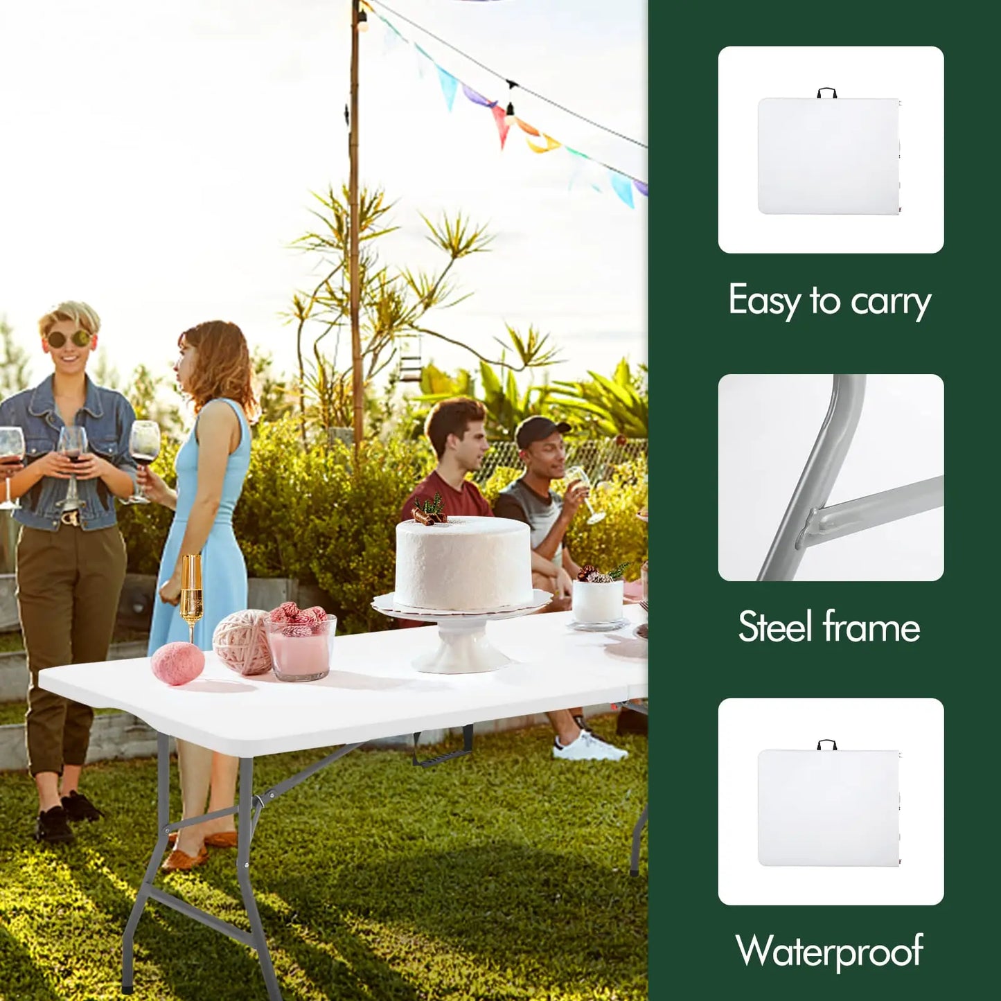 Folding Plastic Table Lightweight Foldable Utility Table
