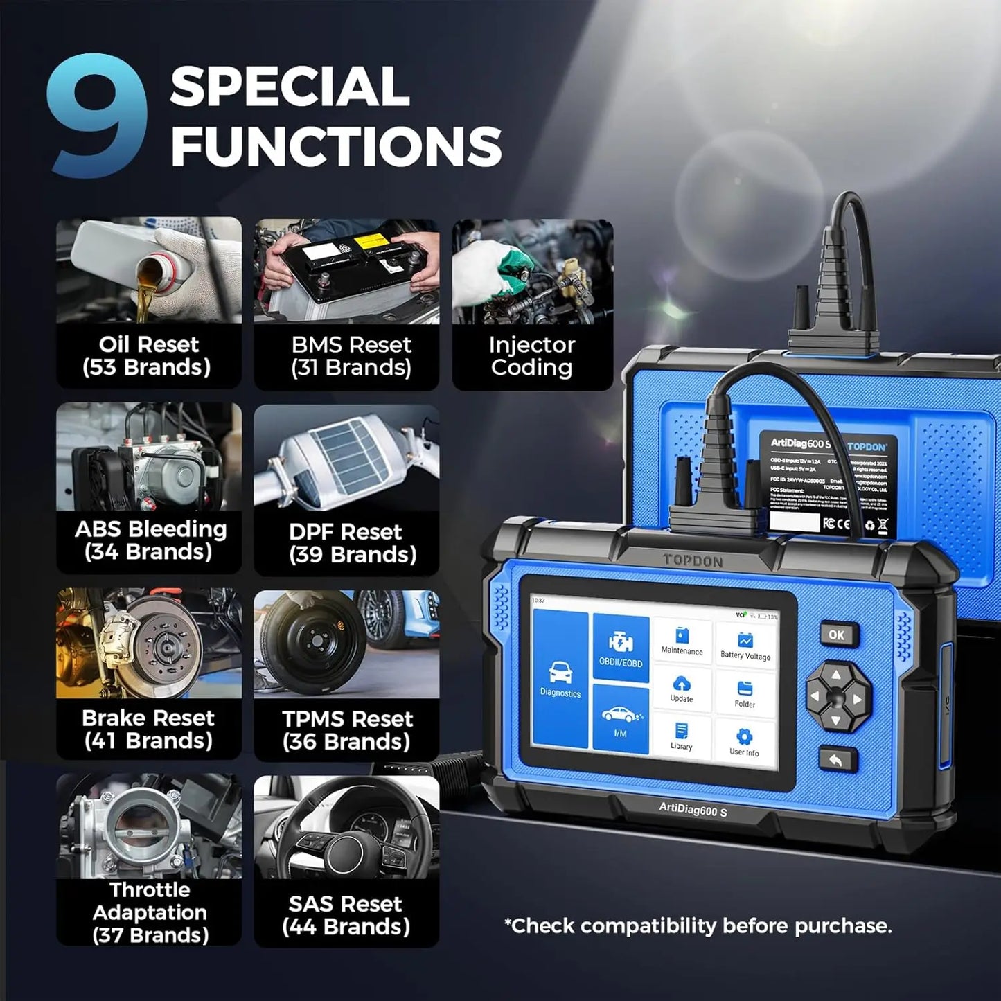 Topdon ArtiDiag600S OBD2 Scanner Diagnostic Tool Pro