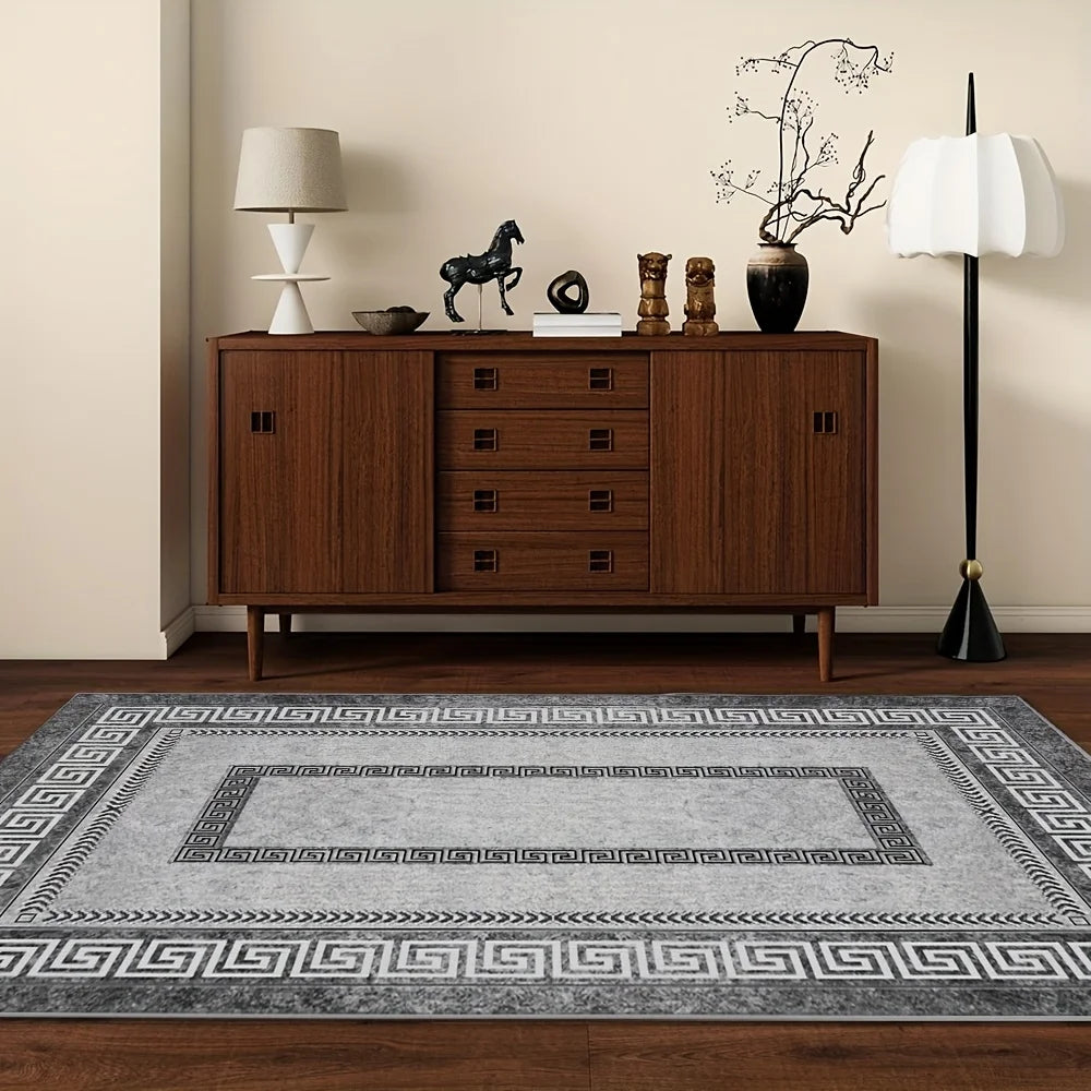 Luxury Crystal Velvet Rug - Heavy Duty 850gsm Bohemian Floral & Persian Pattern with Non-Slip Backing, Machine Washable