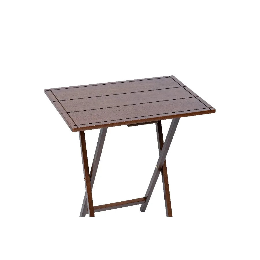 Mainstays Farmhouse Folding TV Tray Set with Storage Rack