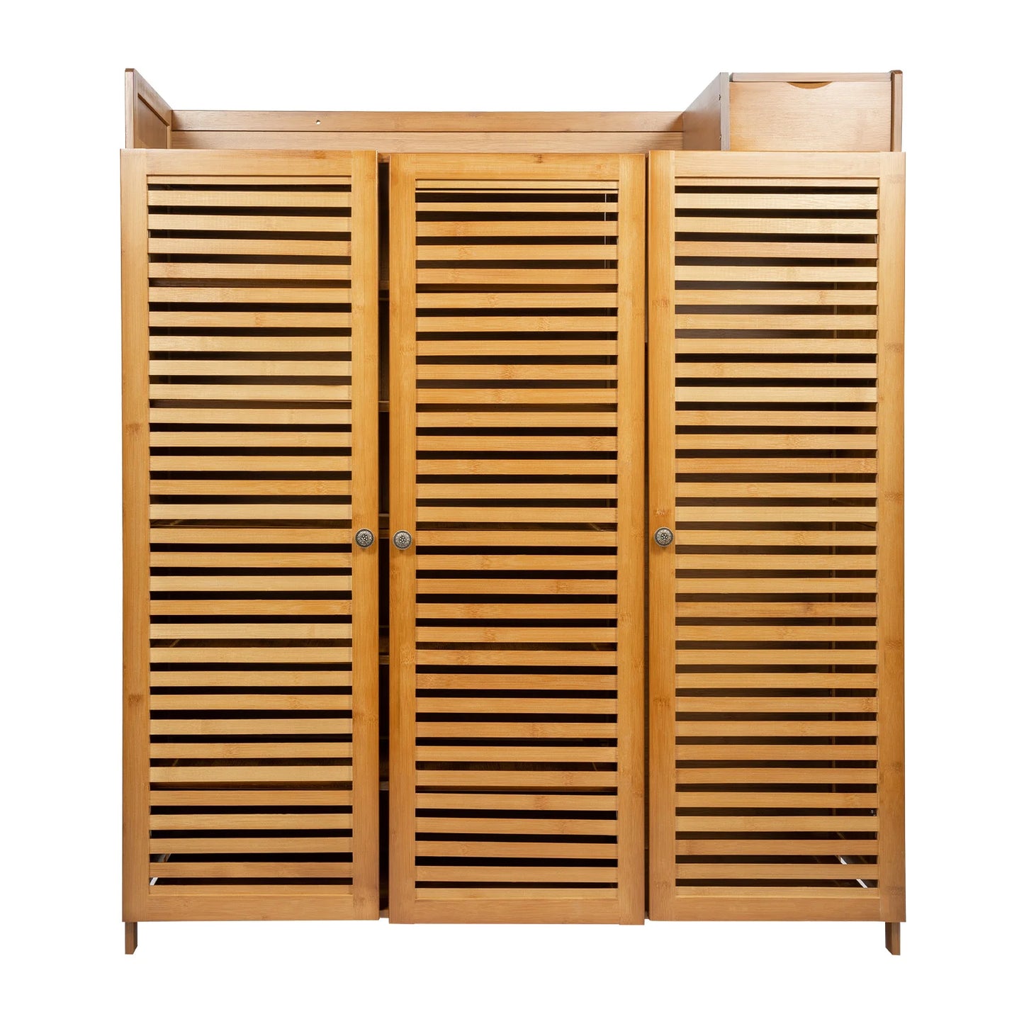Shoe Storage Cabinet, Free Standing Shoe Racks, 7-Tier Bamboo Shoe Organizer, Large Capacity Rack with Doors, Multi-Purpose Storage Shelf, Waterproof Surface, Easy Assembly, Modern Entryway Organizer for Shoes, Bags, Clothes,