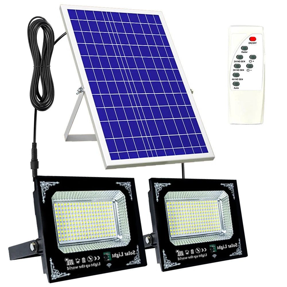 Two Head 500W LED Solar Flood Light Outdoor Garden