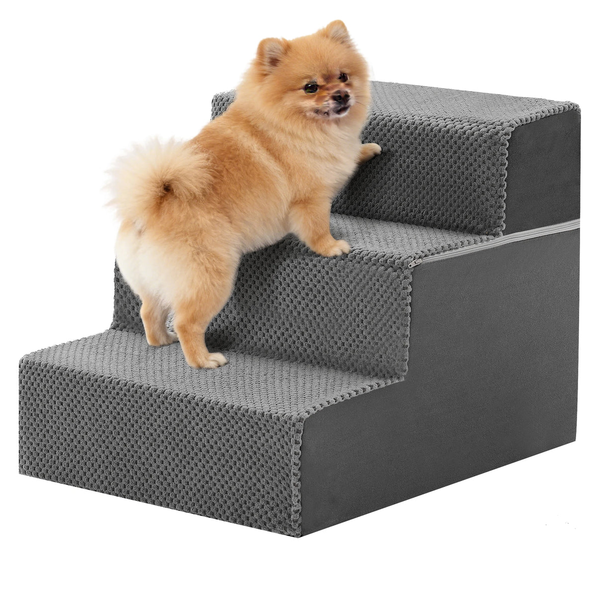 JHK Curved Foam Dog Stairs With Non Slip Pet Staircase