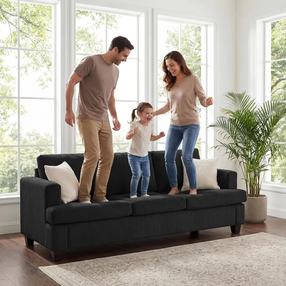 2 Piece Modern Sleeper Loveseat & 3 Seater Sofa Set, Deep Seat Corduroy Living Room Furniture for Apartment Lounge 89", Custom