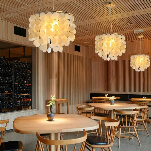Nordic Modern Minimalist Shell Wind Chime Chandelier Romantic Living Room Restaurant Bedroom Led Decorate Ceilling Hanging Light