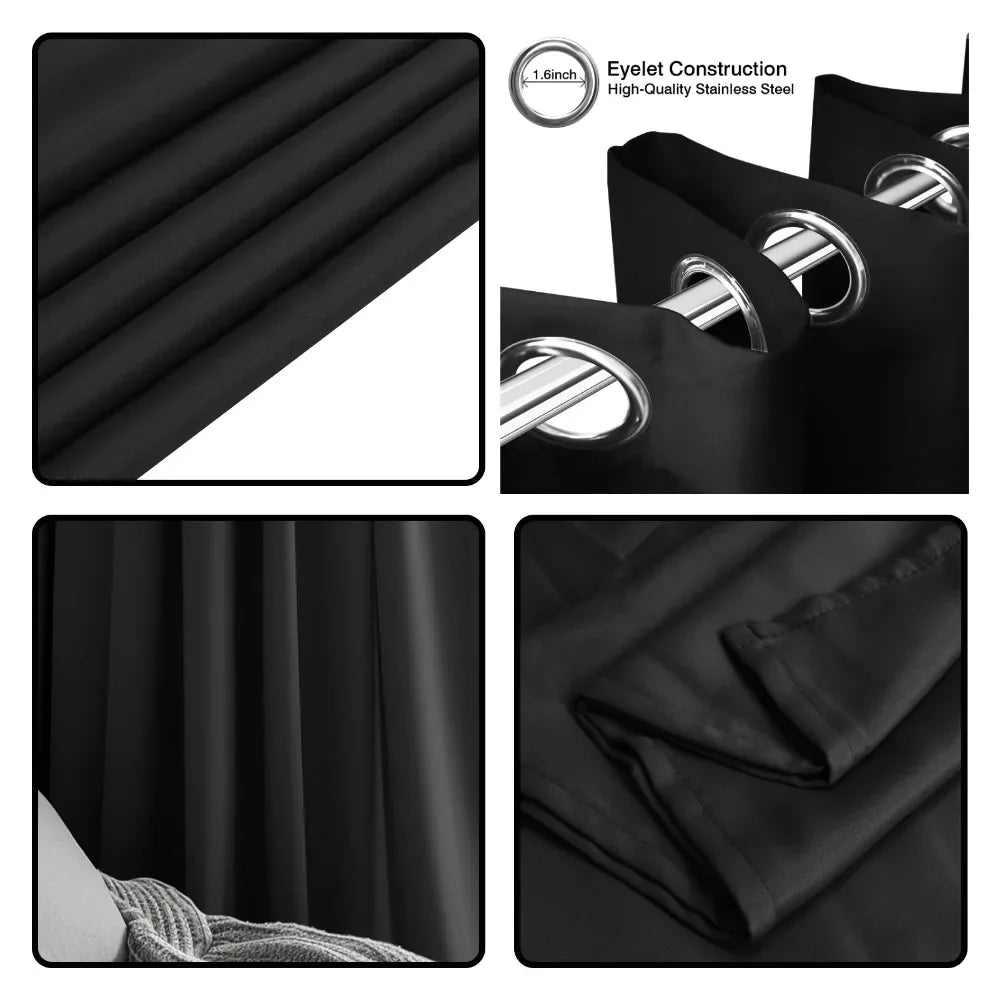 Thermal Insulated Blackout Curtains For Bedroom Living Room Grommet Panels