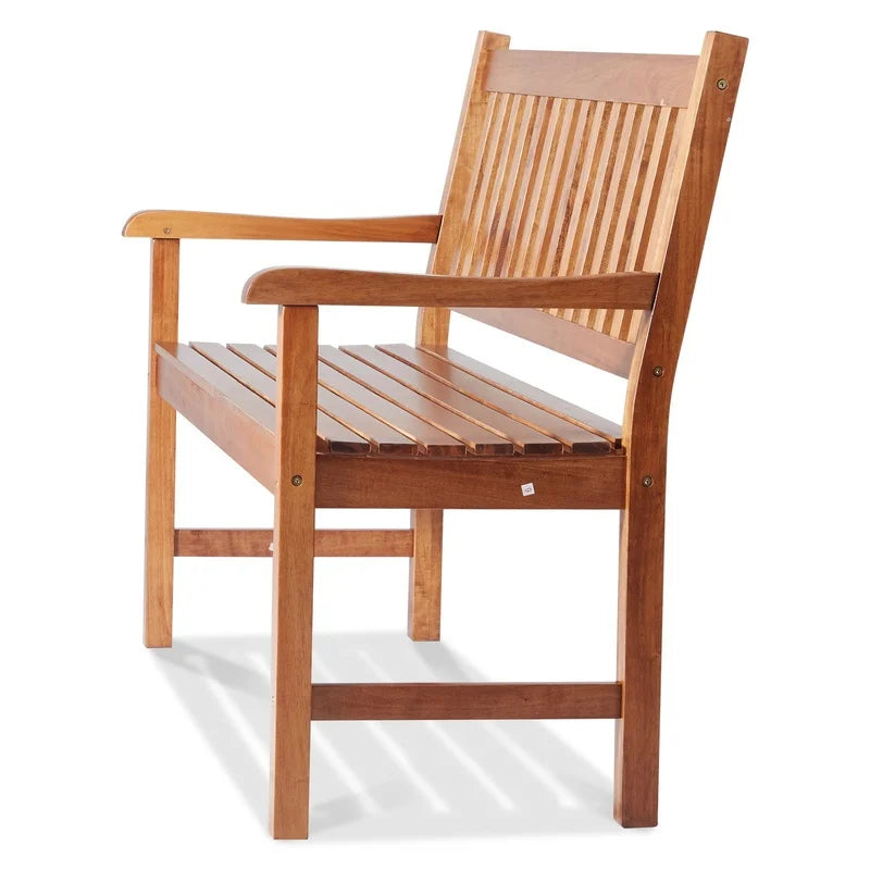 50" Wood Garden Bench with Backrest and Armrests, 800 lbs Capacity, Outdoor Patio Bench for Yard, Park, Front Porch