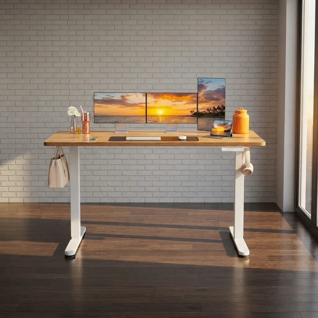 Height Adjustable Electric Standing Desk, 63 x 28 Inches Sit Stand up Desk, Memory Computer Home Office Desk