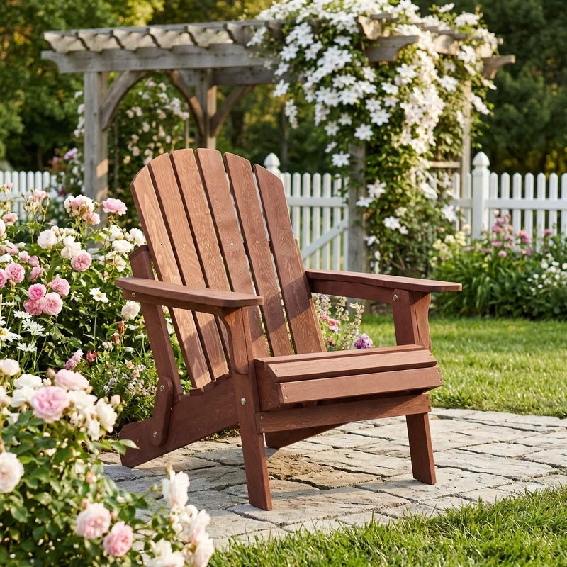 Outdoor Folding Adirondack Chair For Patio Garden And Backyard