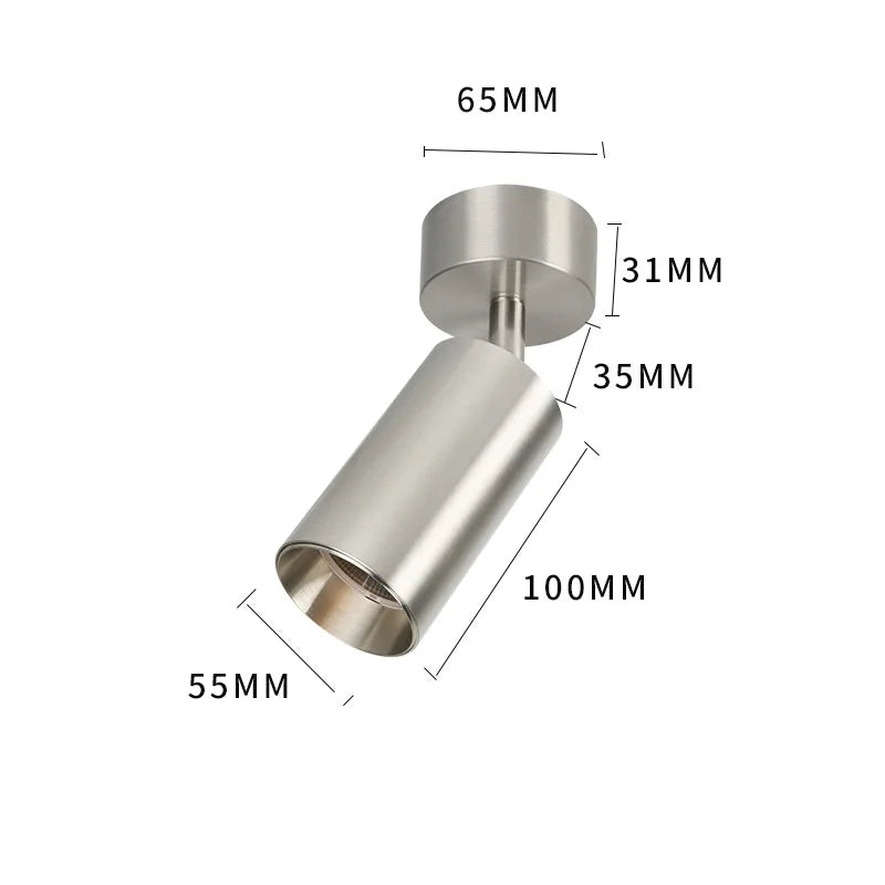Stainless Steel LED Light Spot Foldable Surface Mounted Spotlights with Silver Plating and Adjustable Angle