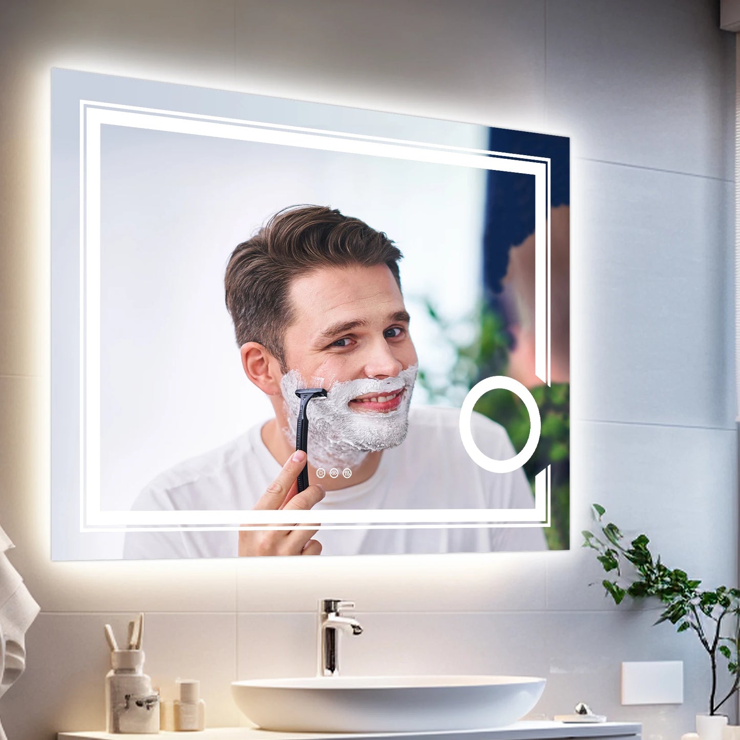 Smart LED Bathroom Mirror With 3X Magnifier And Backlit