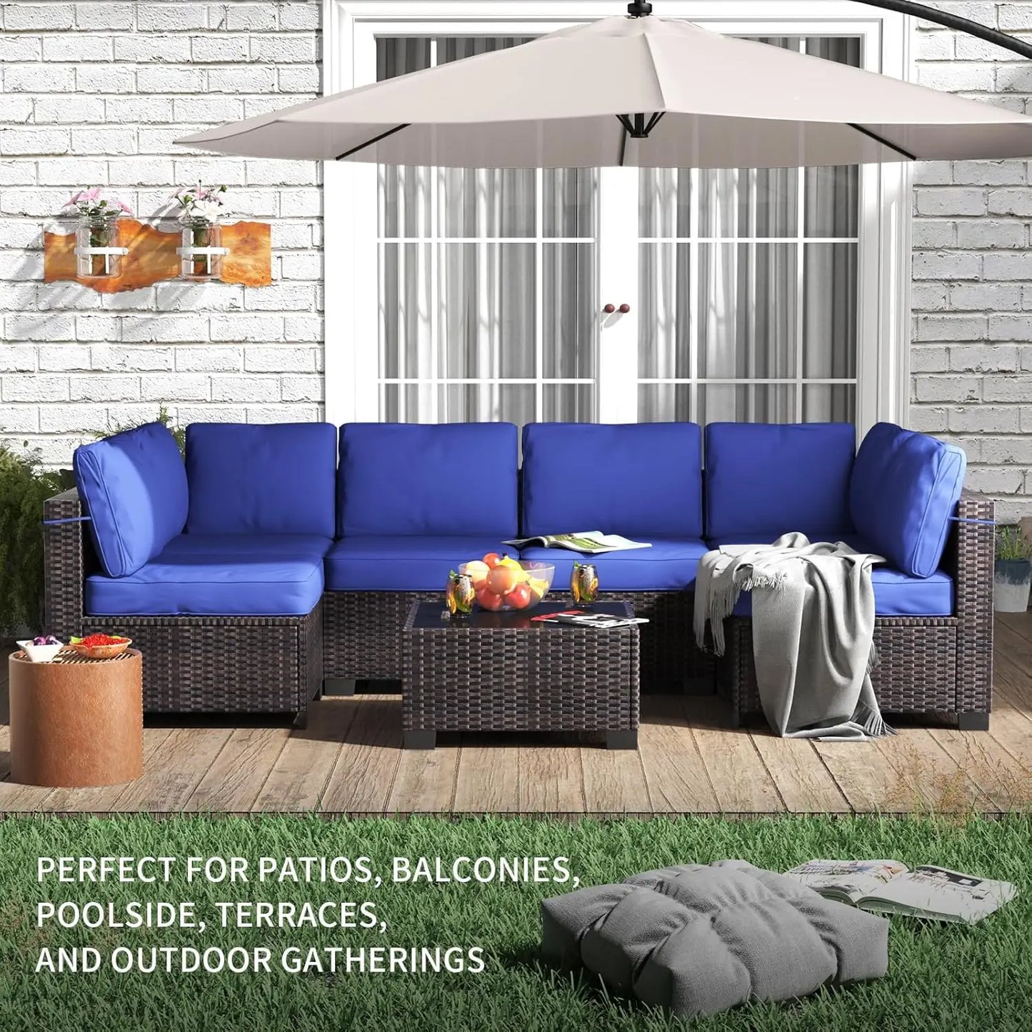 HobbyLane Seven Piece Modular Outdoor Furniture Set