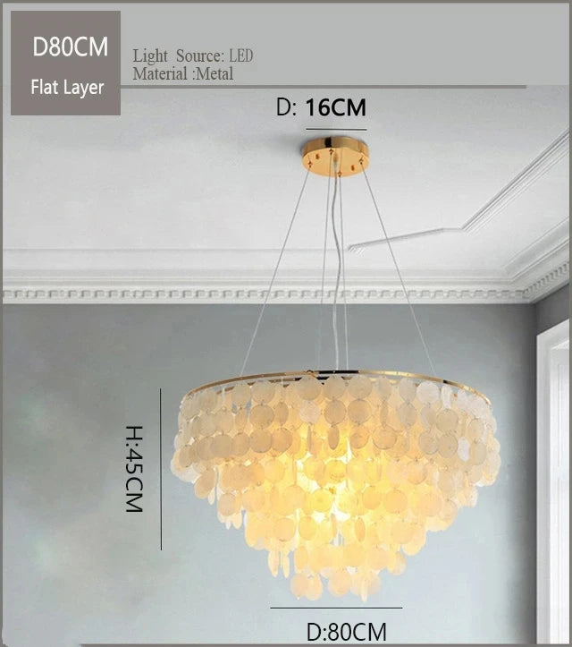 Nordic Modern Minimalist Shell Wind Chime Chandelier Romantic Living Room Restaurant Bedroom Led Decorate Ceilling Hanging Light