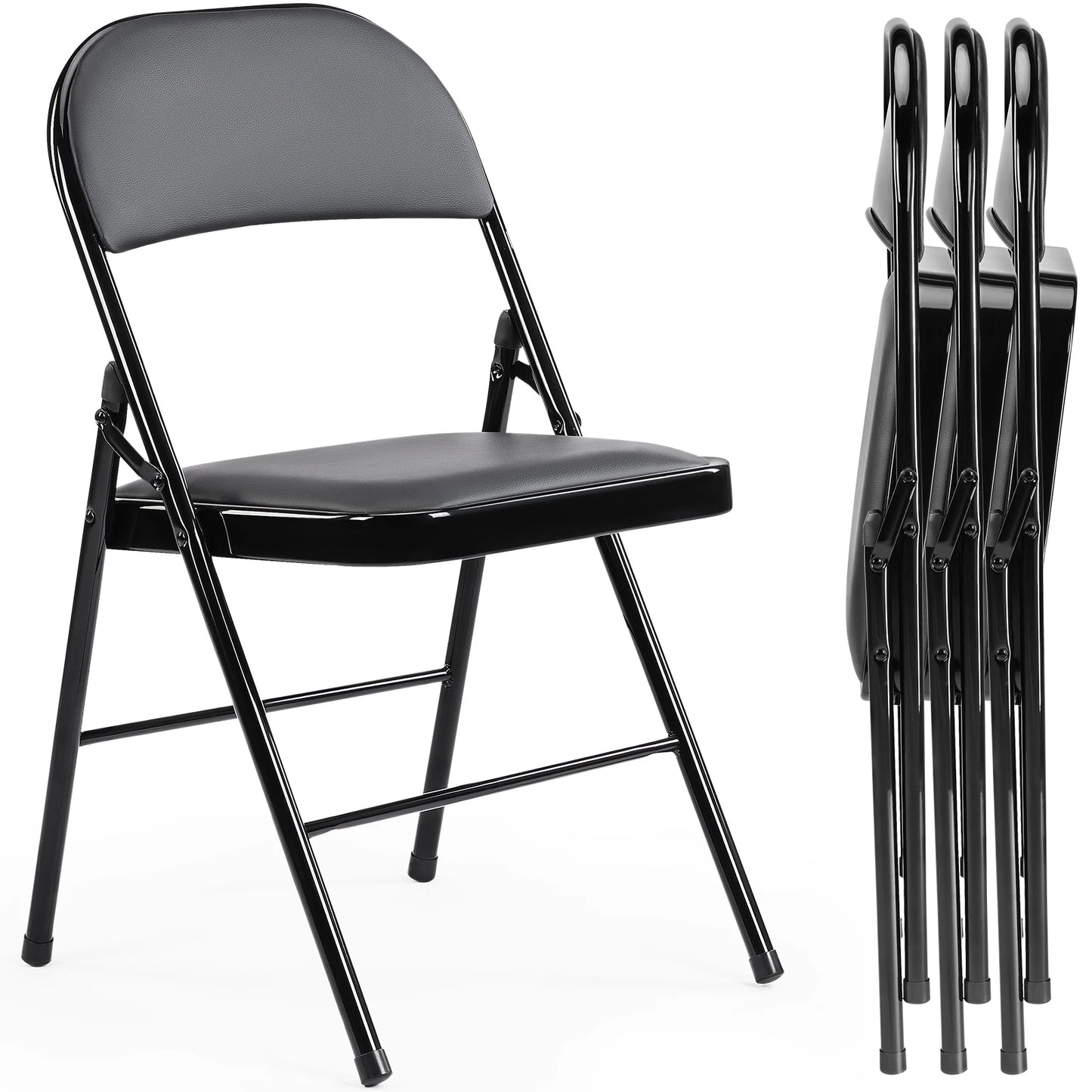 JHK Leather Padded Folding Chair Set For Home And Outdoor