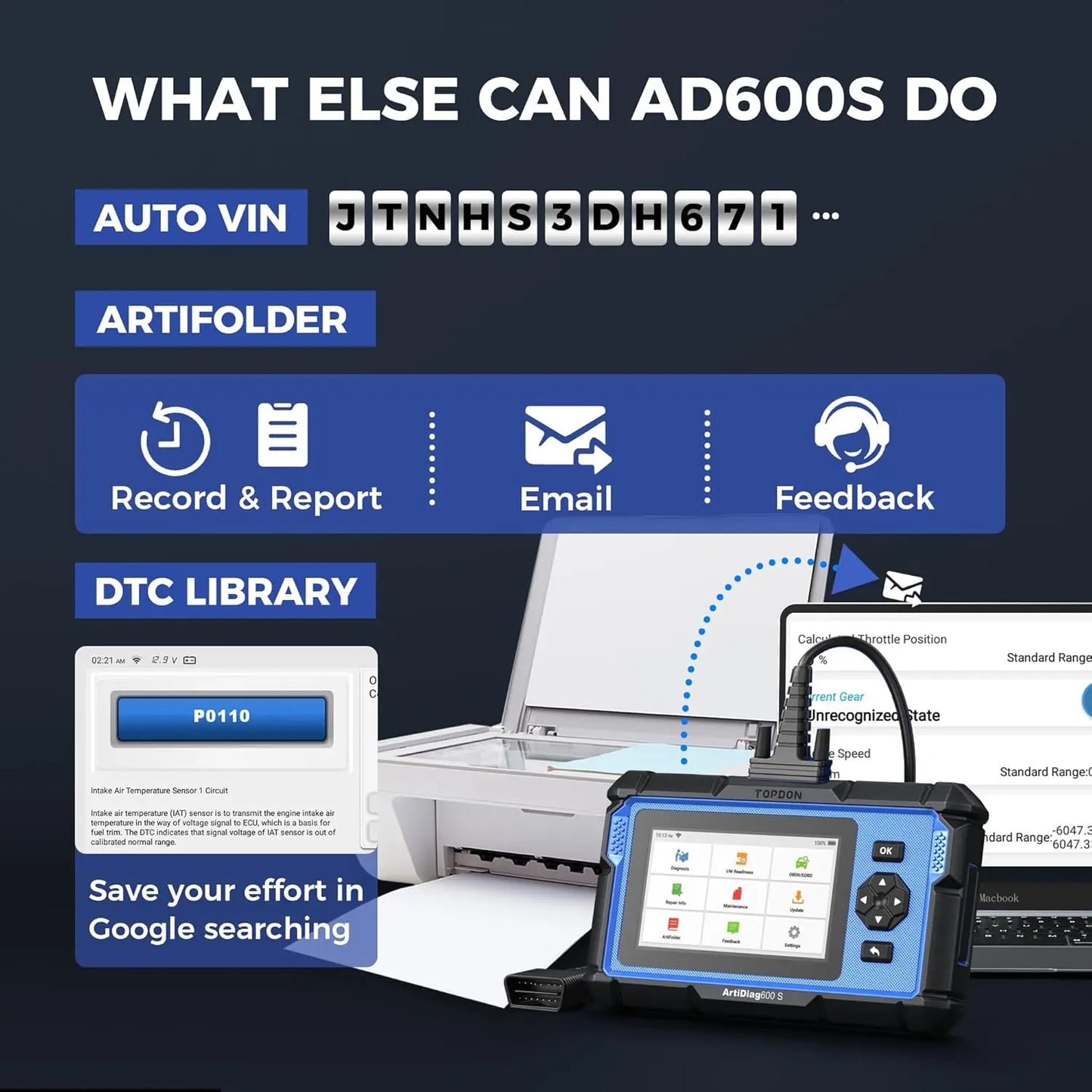 Topdon ArtiDiag600S OBD2 Scanner Diagnostic Tool Pro