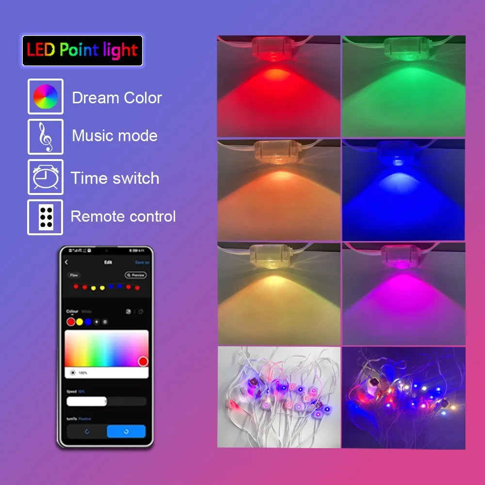 MIMIRGB Permanent Outdoor LED Light String Strip App Bluetooth Control