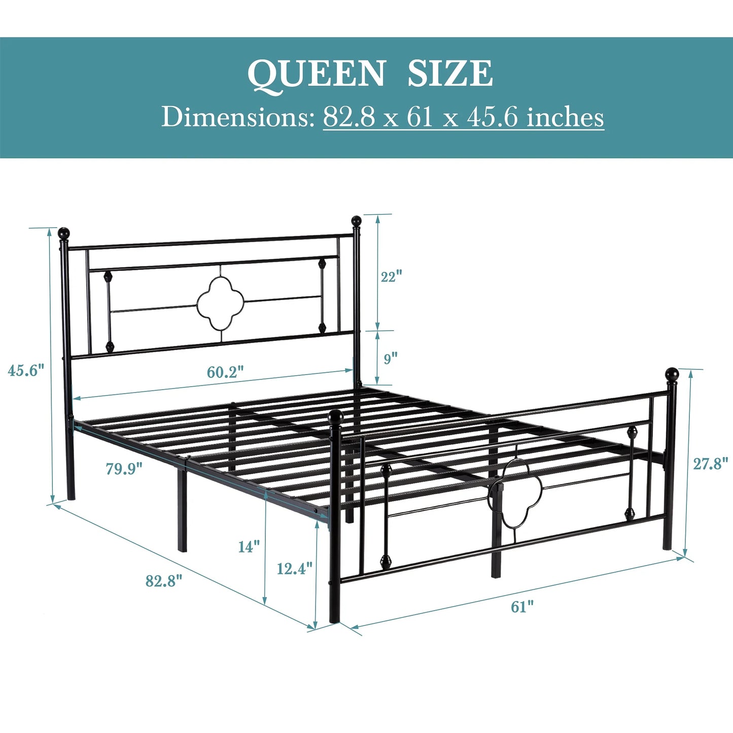 HOOMIC Vintage Victorian Wrought Iron Bed Frame With Headboard