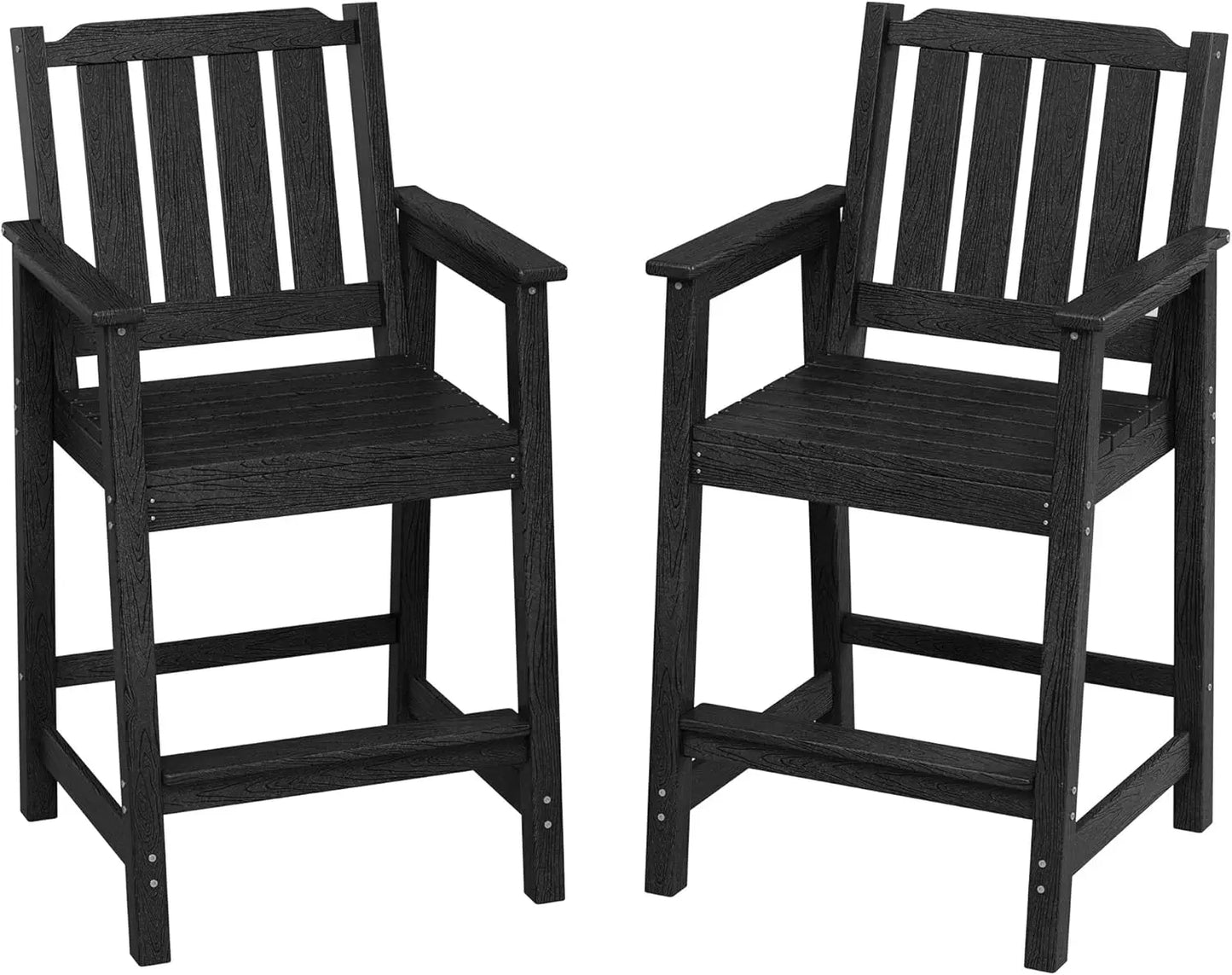 Outdoor Patio Bar Height Chair Set of 2, All-Weather HDPE Bar Height Barstools Widened Chair Set, Adirondack Chairs Set with Widened Armrests for Garden, Poolside, Bistro