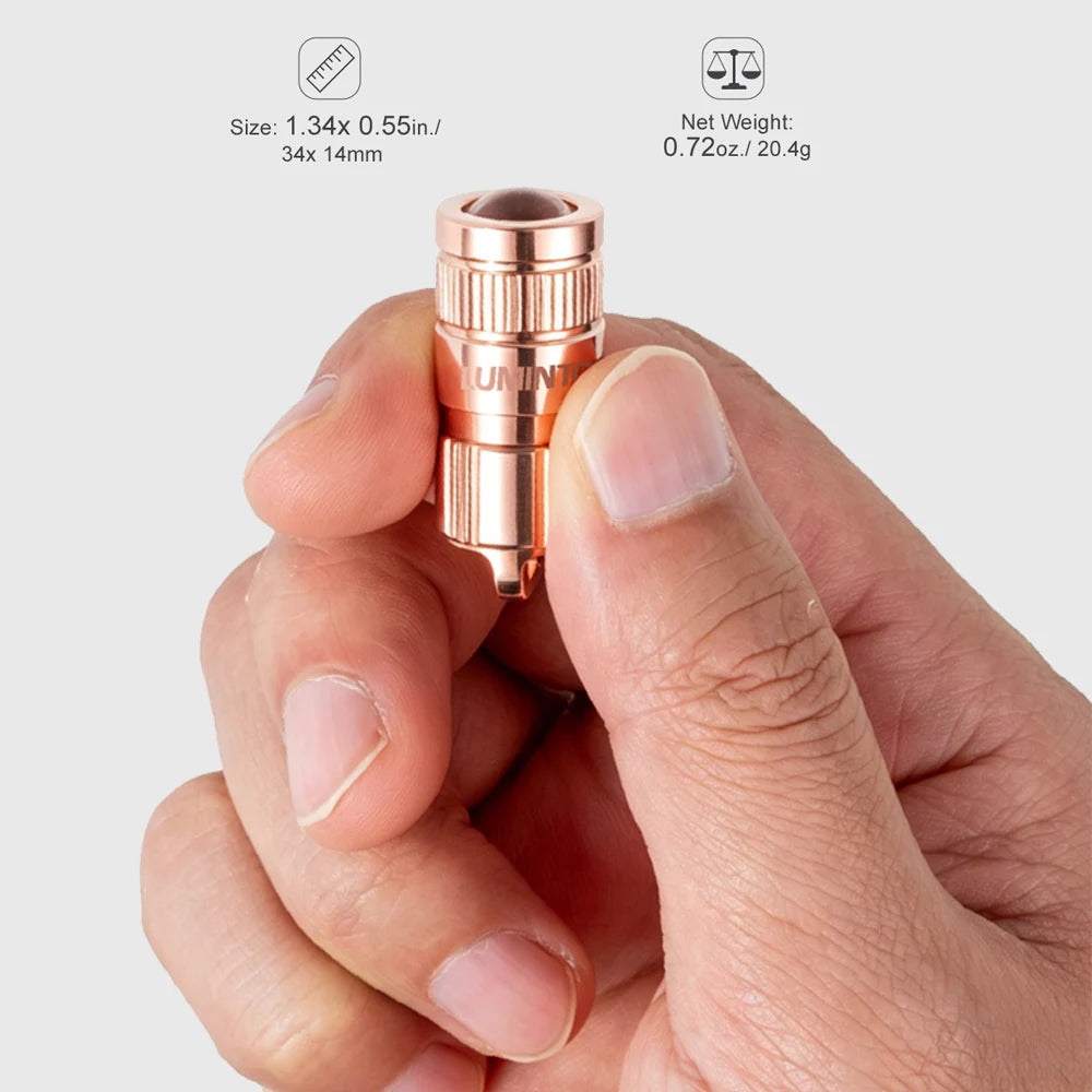 Copper Flashlight EDC LED Pocket Light Type USB C Rechargeable Lamp 10180 Li-ion Keychain Lantern Waterproof Mini Outdoor Torch