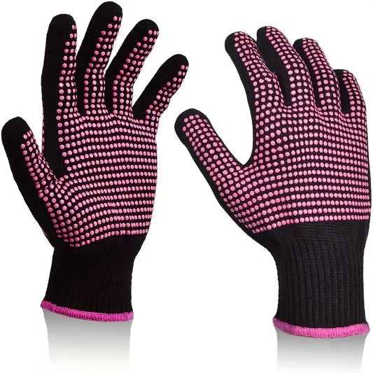 1 Pair Barbecue Anti-scald Gloves Heat Resistant BBQ Oven Gloves Kitchen Fireproof Anti-slip Gloves For Kitchen, Grill, Camping