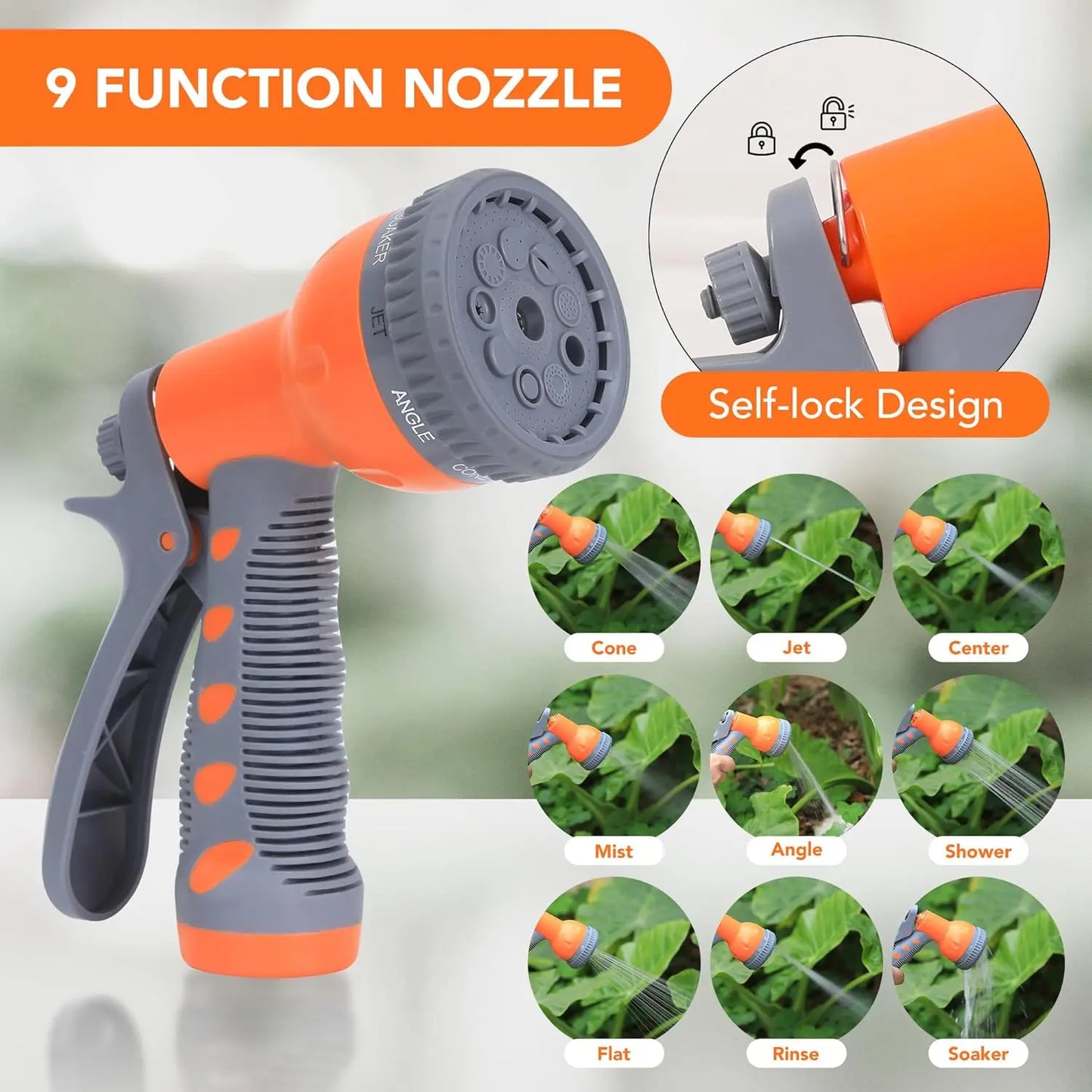 TWISTER.CK Retractable Garden Hose Reel With Nine Function Sprayer