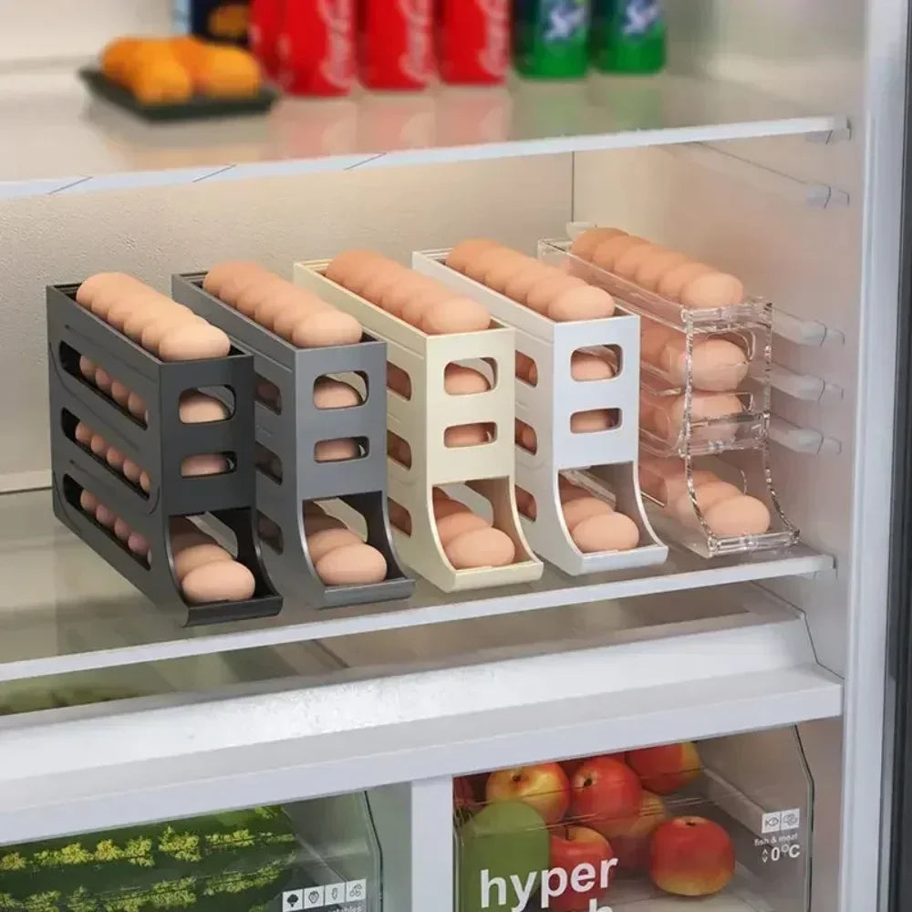 AHTOSKA 4 Layer Automatic Egg Dispenser Refrigerator Organizer