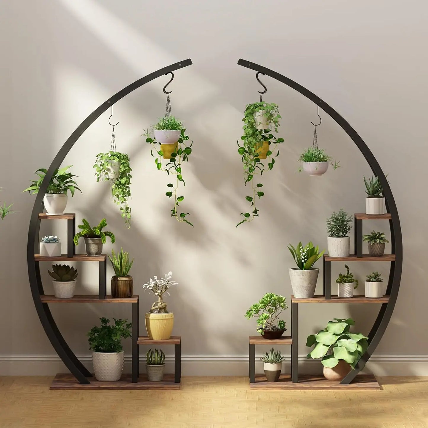 TWISTER.CK 5-Tier Metal Half Moon Plant Stand Indoor Garden Rack