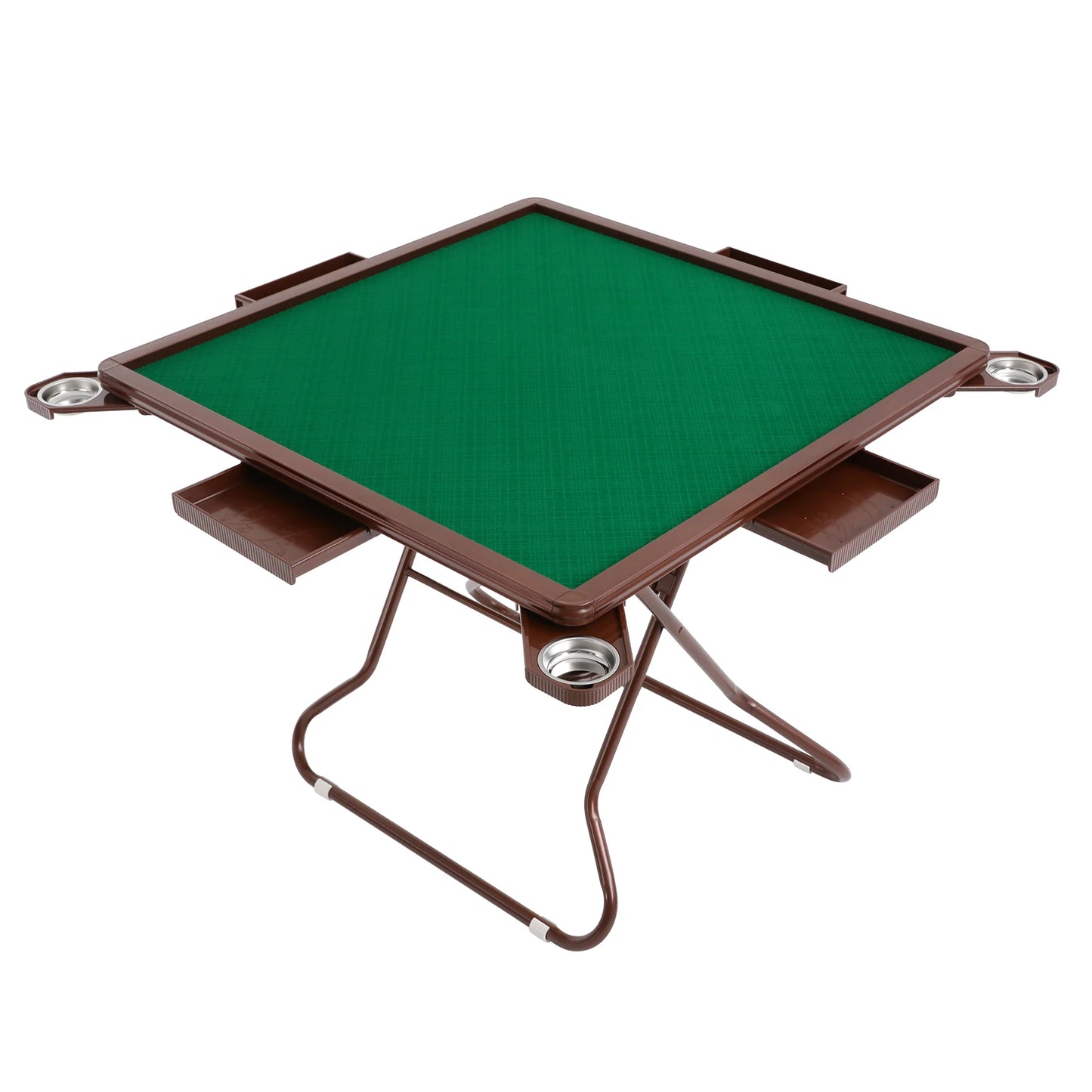 Bymaocar Foldable Mahjong Table With Velvet Surface 4 Cup Holders