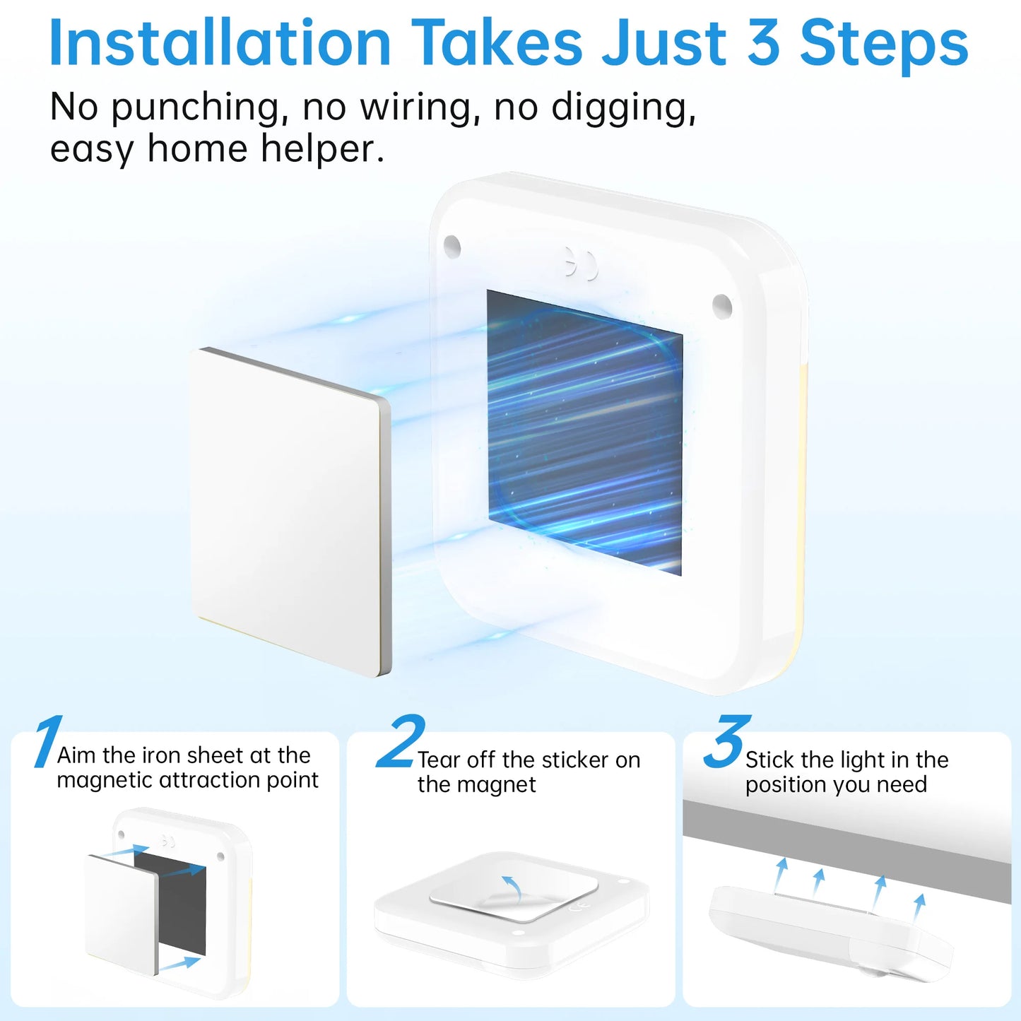 Pzsunly LED Motion Sensor Light Type C Rechargeable Night Lamp