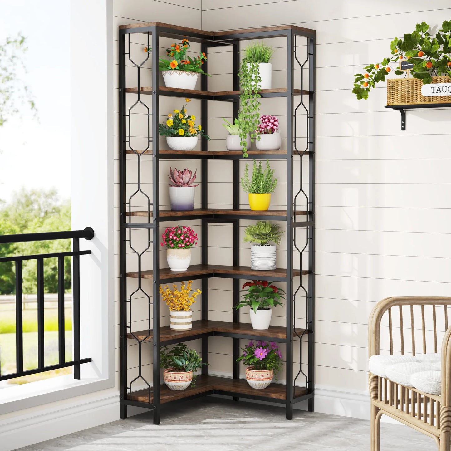 Tribesigns 7-Tier Corner Shelf Industrial Etagere Bookcase