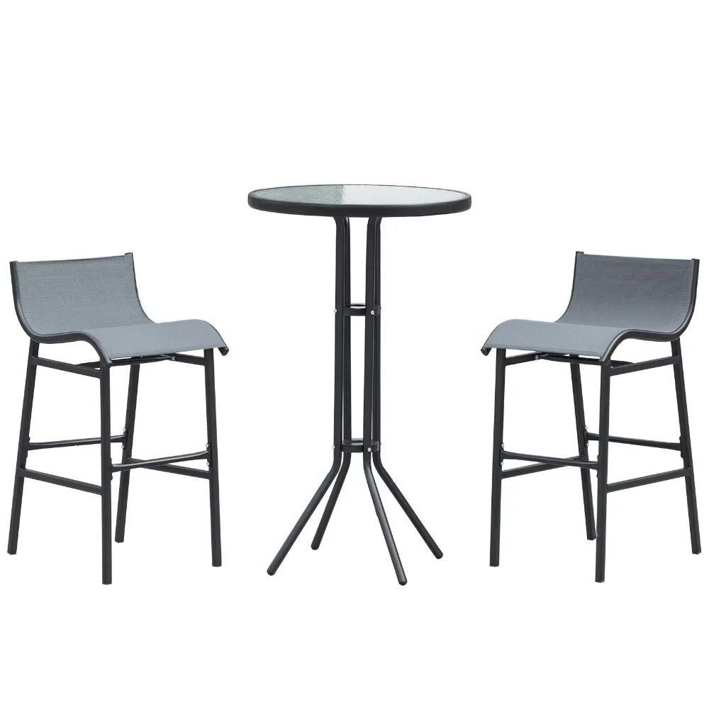 3pc Outdoor Patio Bar Table Chairs Bistro Set Garden Pool Backyard Furniture