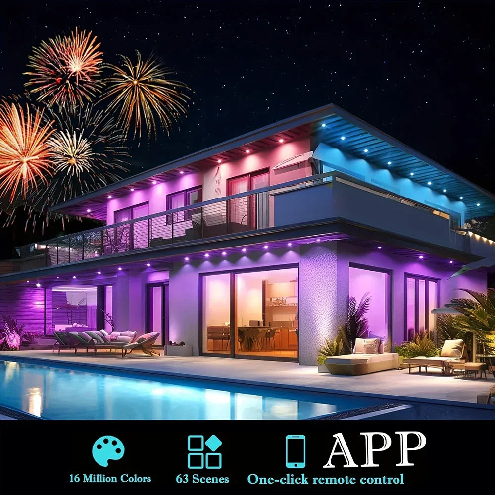 MIMIRGB Permanent Outdoor LED Light String Strip App Bluetooth Control