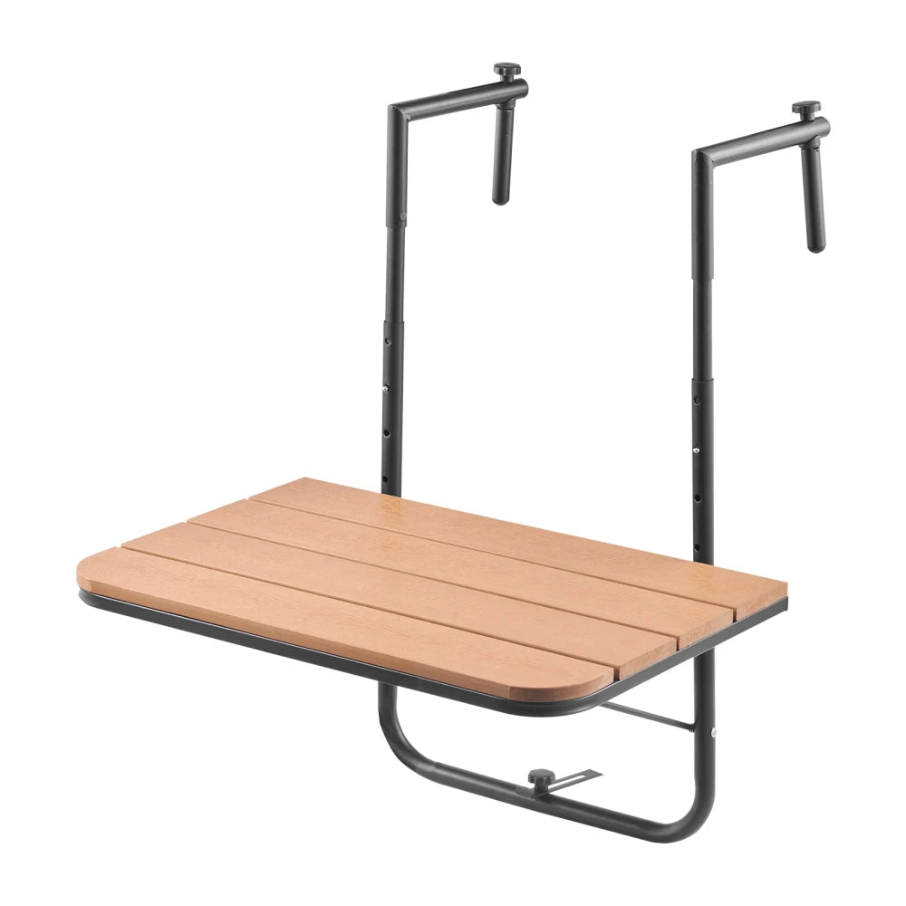 Balcony Hanging Table 25x24in, Adjustable Outdoor Patio Railing Bar Table, Space Saving Foldable Design for Balcony Garden Use
