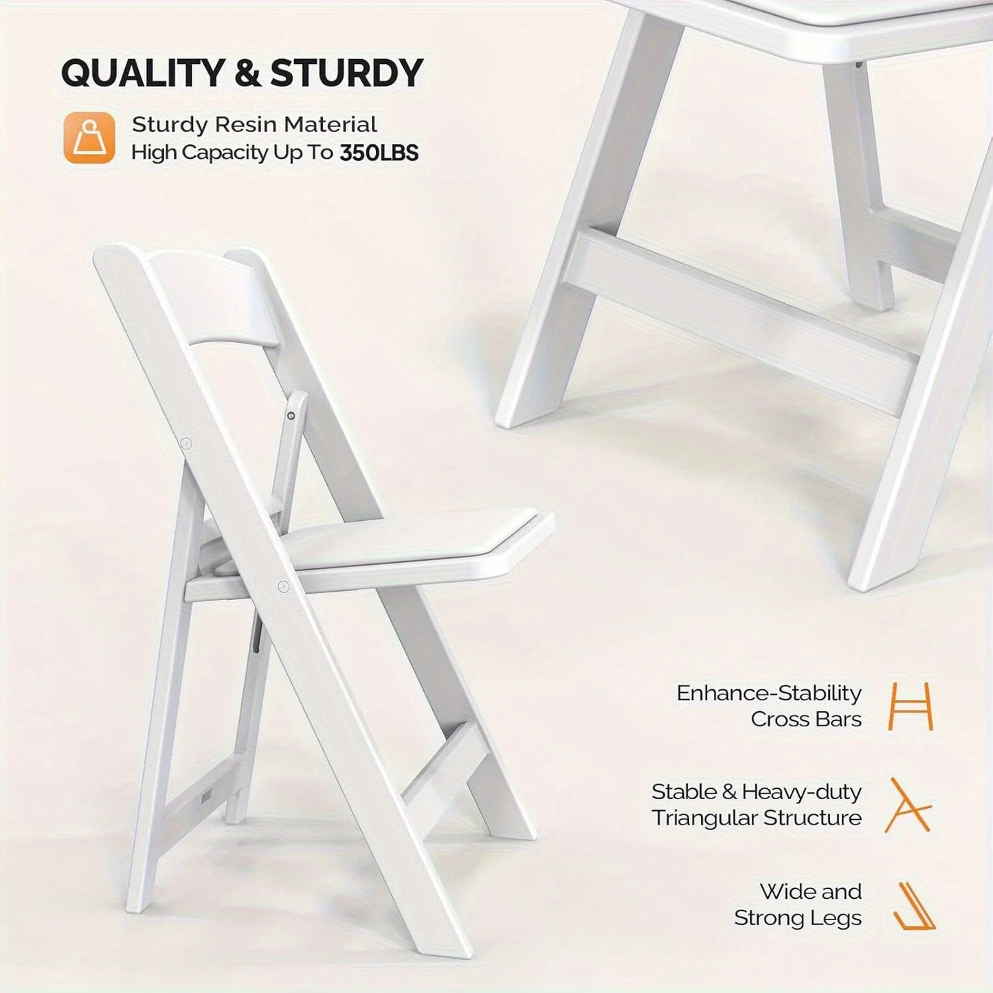 BONNLO Resin Folding Chairs With Cushioned Seats Durable