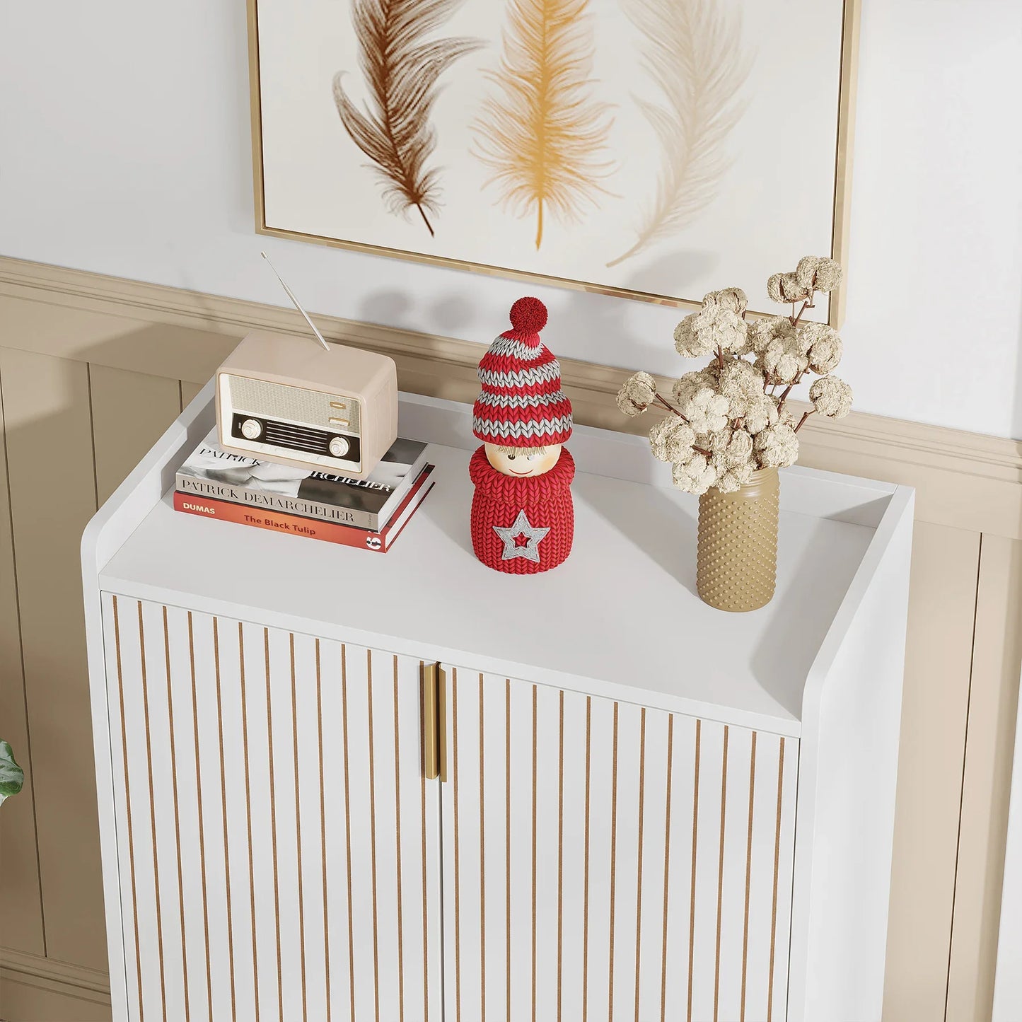 Tribesigns 5-Tier Wood Shoe Cabinet With Doors Storage Unit