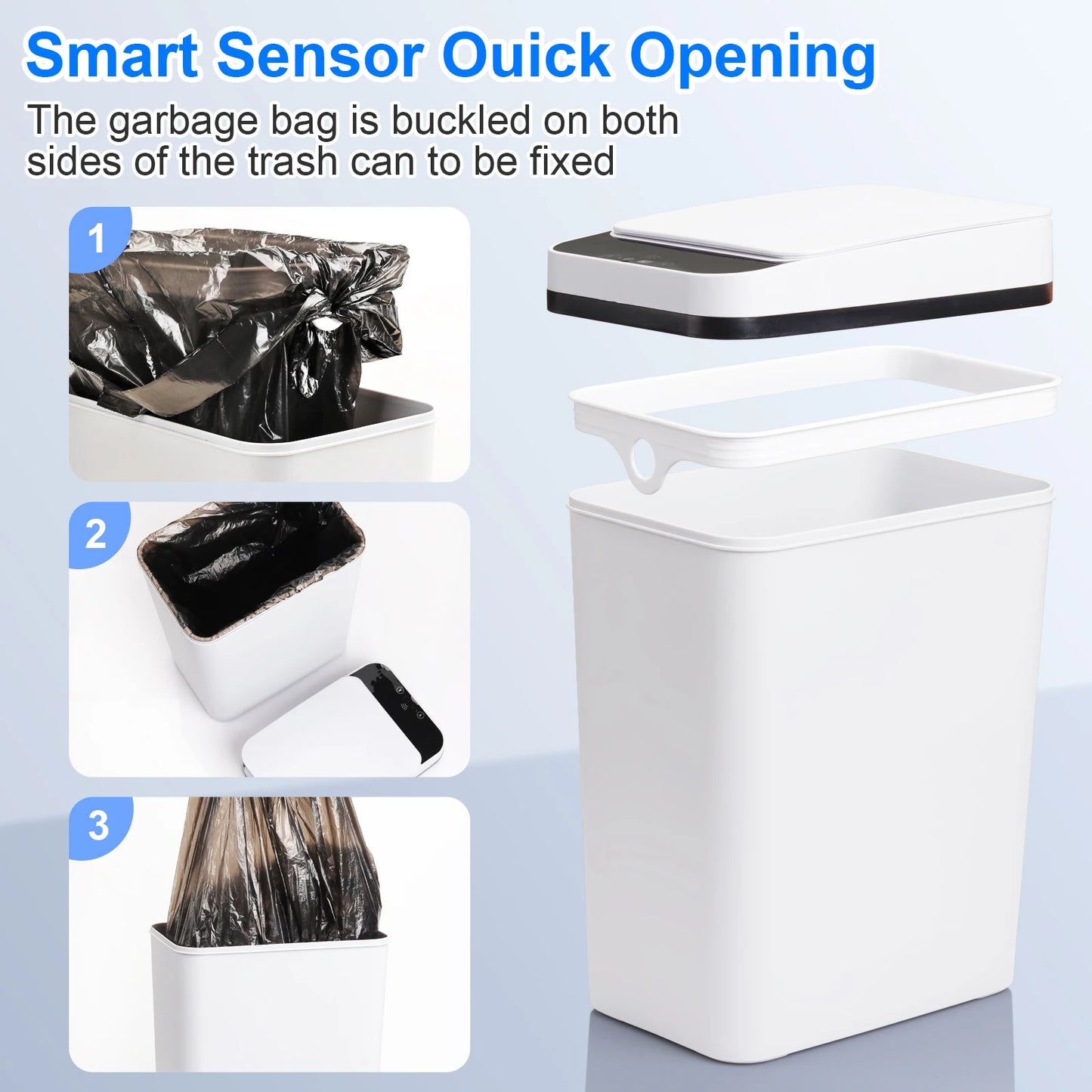 2 Pack 12L Touchless Bathroom Trash Cans With Sensor Lid